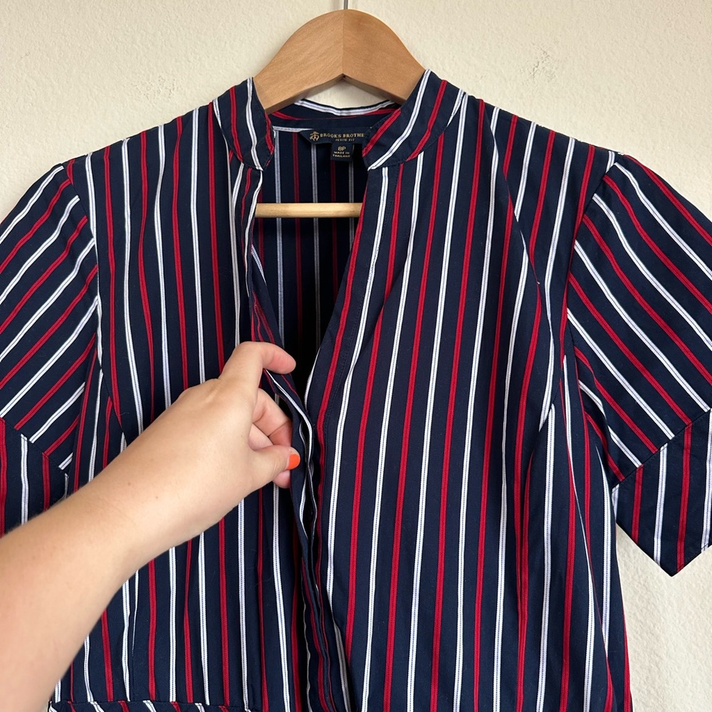 Brooks Brothers Navy and Red Stripe Fit and Flare Dress - Picture 5 of 15